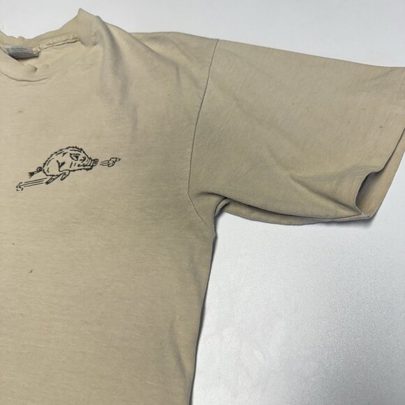 Vintage 90s Hogs Breath Inn T Shirt Mens XL 21.5x26.5 Tan Short Sleeve - Picture 7 of 16